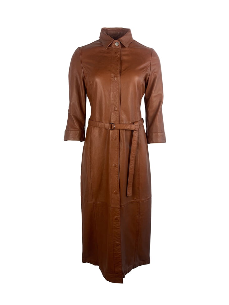 Fonkeling Woestijn metalen Lange jurk bruin - Transmission Leather